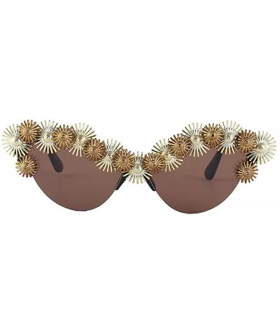 Stylish Metal Bee Decoration Sunglasses UV Protection Frame - Leopard Frame/Daisy - C61939WDUAN $23.77 Cat Eye