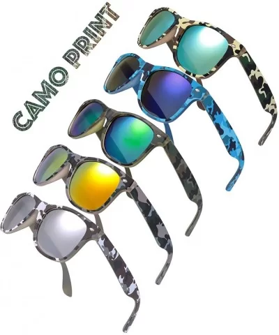 Wholesale 80'S Retro Style Bulk Lot Promotional Unisex Sunglasses - 12 Pack - Stcfrv-camo Rubber - CX190U0DOS7 $72.57 Wayfarer