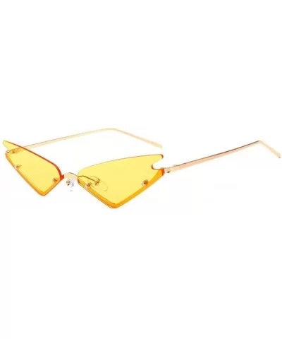 Fashion Triangle sunglasses for Women Futuristic Rimless Mirror Cateye Sun Glasses Designer - Yellow - C6194ORSMZ6 $12.26 Rim...