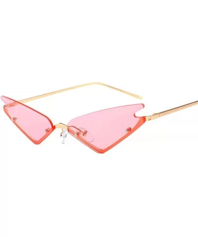 Fashion Triangle sunglasses for Women Futuristic Rimless Mirror Cateye Sun Glasses Designer - Yellow - C6194ORSMZ6 $12.26 Rim...