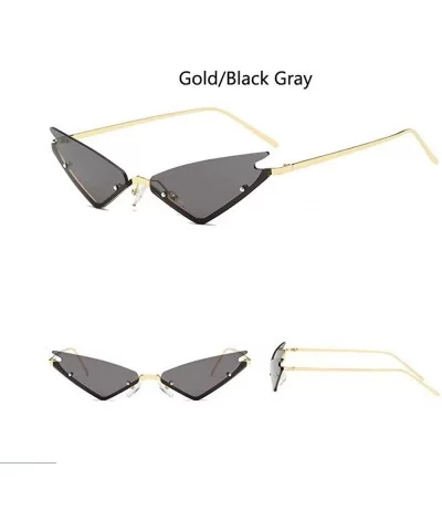 Fashion Triangle sunglasses for Women Futuristic Rimless Mirror Cateye Sun Glasses Designer - Yellow - C6194ORSMZ6 $12.26 Rim...