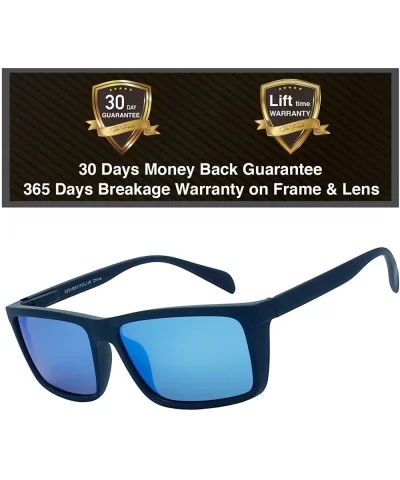Polarized Flat Top Wrap Around Shield Rectangular Rubber Sunglasses For Men Women - Exquisite Packaging - C3192L9AL9O $20.66 ...