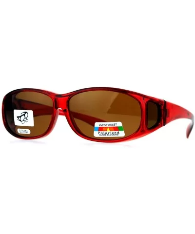 Polarized Fit Over Glasses Womens Sunglasses Oval Rectangular Frame - Red - CG1873EXW38 $17.77 Oval