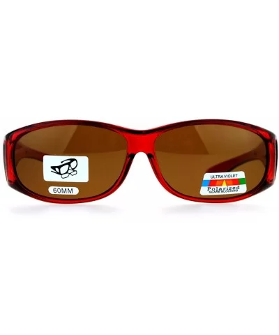 Polarized Fit Over Glasses Womens Sunglasses Oval Rectangular Frame - Red - CG1873EXW38 $17.77 Oval