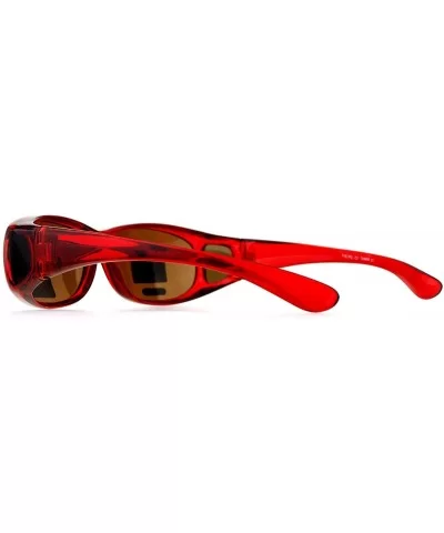 Polarized Fit Over Glasses Womens Sunglasses Oval Rectangular Frame - Red - CG1873EXW38 $17.77 Oval