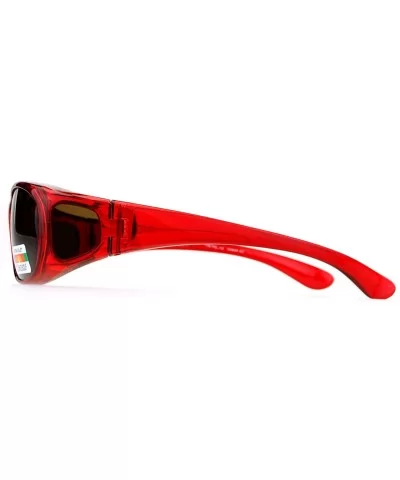 Polarized Fit Over Glasses Womens Sunglasses Oval Rectangular Frame - Red - CG1873EXW38 $17.77 Oval