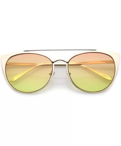 Women's Oversize Metal Crossbar Colored Flat Lens Cat Eye Sunglasses 61mm - Matte Gold / Orange-yellow - C917YUOYLE3 $13.72 R...