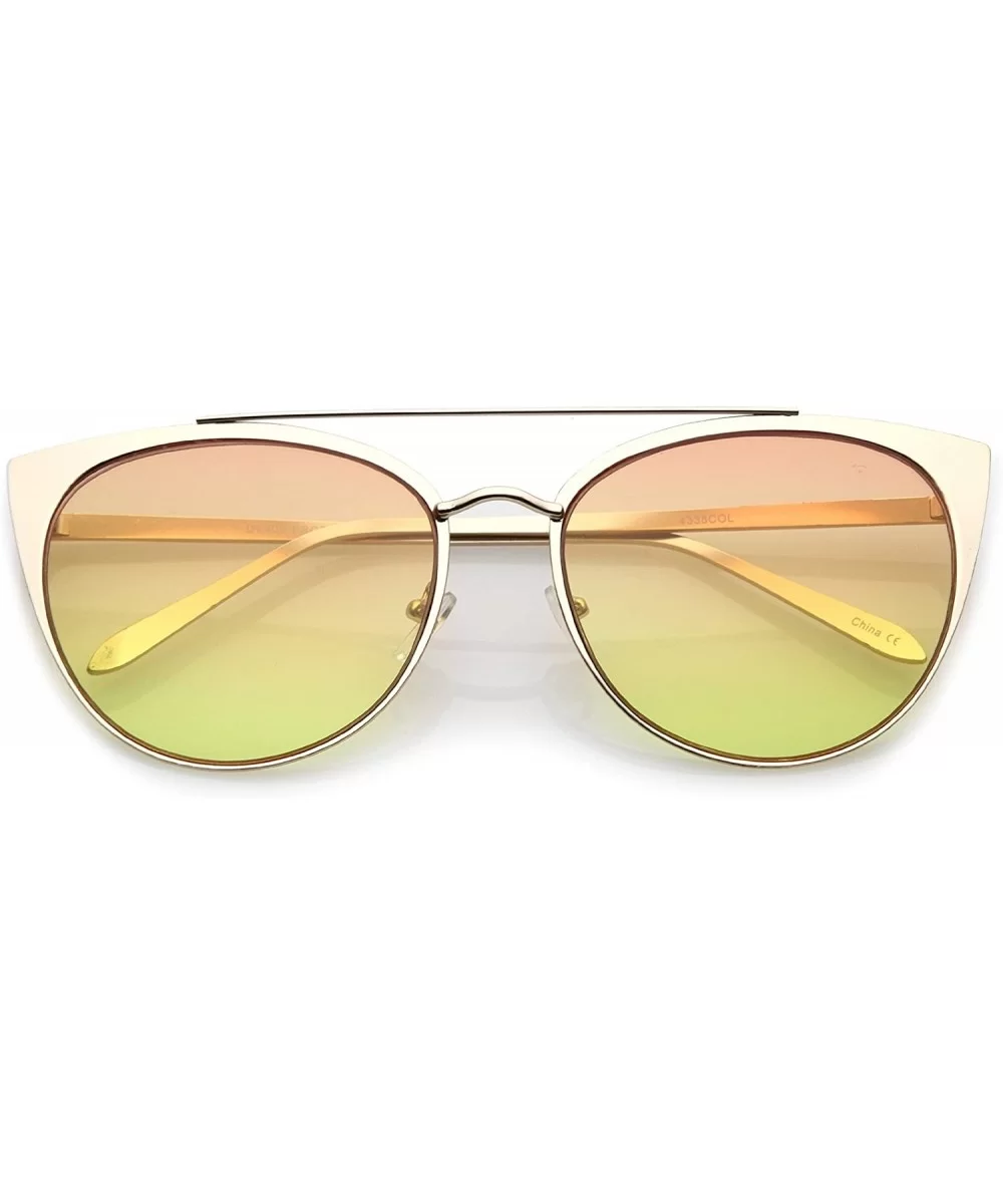 Women's Oversize Metal Crossbar Colored Flat Lens Cat Eye Sunglasses 61mm - Matte Gold / Orange-yellow - C917YUOYLE3 $13.72 R...