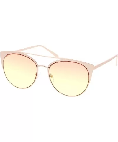 Women's Oversize Metal Crossbar Colored Flat Lens Cat Eye Sunglasses 61mm - Matte Gold / Orange-yellow - C917YUOYLE3 $13.72 R...