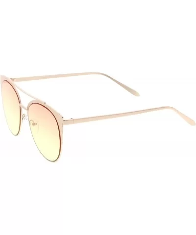 Women's Oversize Metal Crossbar Colored Flat Lens Cat Eye Sunglasses 61mm - Matte Gold / Orange-yellow - C917YUOYLE3 $13.72 R...