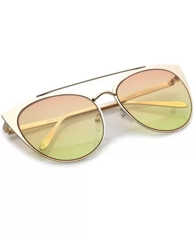 Women's Oversize Metal Crossbar Colored Flat Lens Cat Eye Sunglasses 61mm - Matte Gold / Orange-yellow - C917YUOYLE3 $13.72 R...