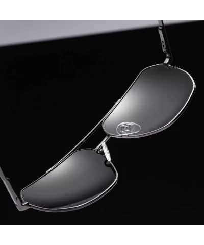 Square Pilot Polarized Sunglasses for Men Driving UV400 Protection - Silver Grey - CL18O5333DZ $15.26 Square