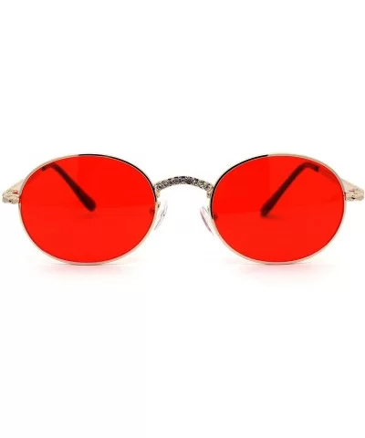 Oval Rhinestone Jewel Encrust Round Pimp Metal Rim Sunglasses - Gold Red - C3193EW8SHK $17.39 Oval