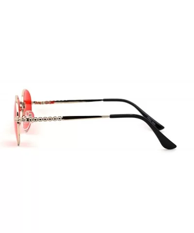 Oval Rhinestone Jewel Encrust Round Pimp Metal Rim Sunglasses - Gold Red - C3193EW8SHK $17.39 Oval