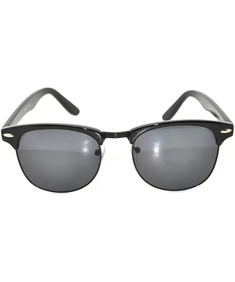 Retro Half Frame Horned Rim Sunglasses Colored Lens for Mens or Womens - Black-black Smoke - C011QDOF2N9 $11.76 Wayfarer