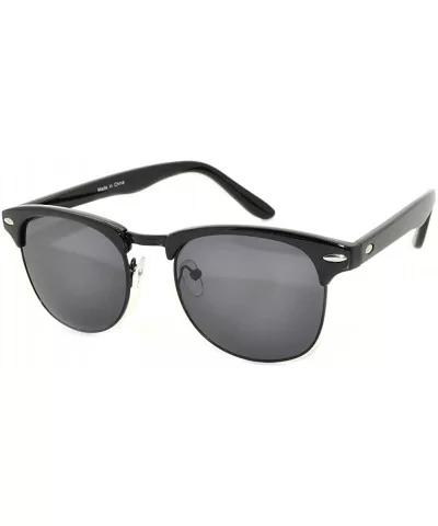 Retro Half Frame Horned Rim Sunglasses Colored Lens for Mens or Womens - Black-black Smoke - C011QDOF2N9 $11.76 Wayfarer