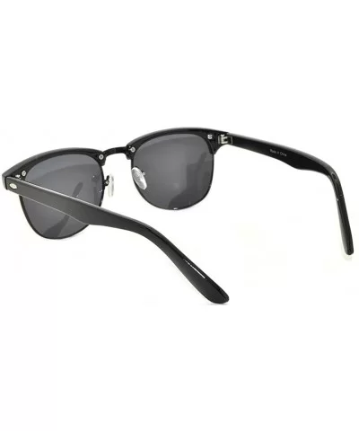 Retro Half Frame Horned Rim Sunglasses Colored Lens for Mens or Womens - Black-black Smoke - C011QDOF2N9 $11.76 Wayfarer