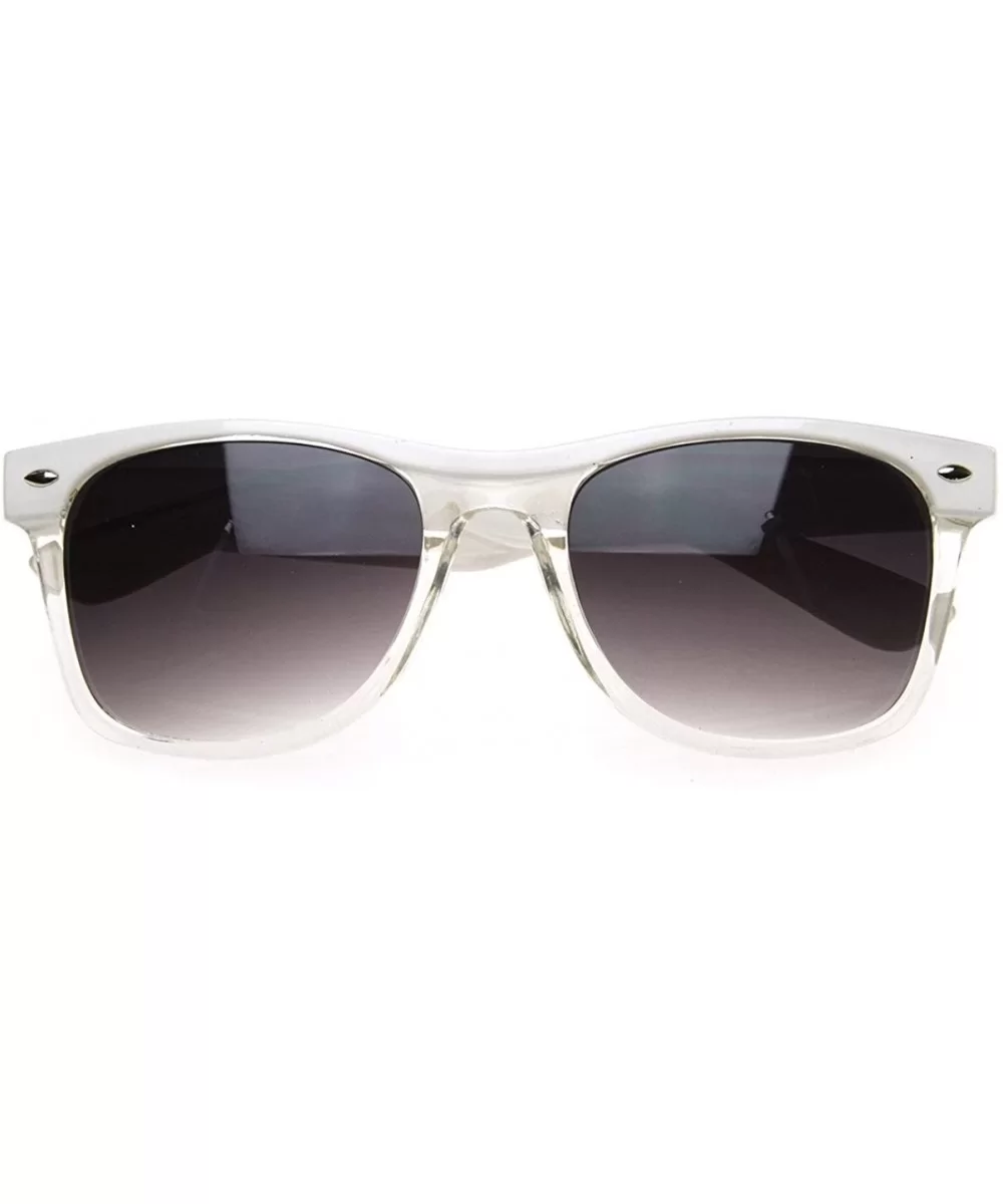 Retro Colorize Splash Half Frame Translucent Clear Horn Rimmed Sunglasses (White) - C0117V4UAYF $13.53 Wayfarer