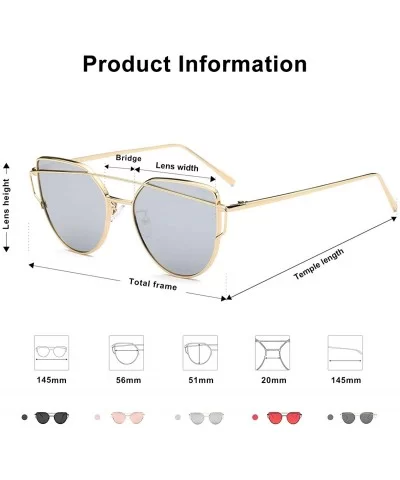 Cat Eye Mirrored Flat Lenses Street Fashion Metal Frame Women Sunglasses SJ1001 - C512E3YRO9P $19.61 Oversized