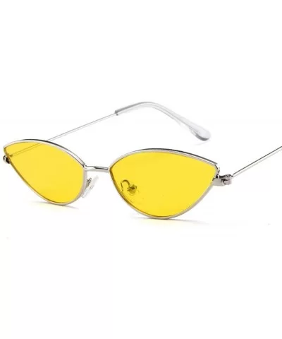 2019 New Cute Sexy Sunglases Retro Cat Eye Sunglasses Women Metal Triangle Blue - Yellow - CZ18XE9646Z $10.90 Cat Eye
