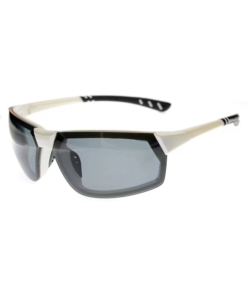 Polycarbonate Polarized TR90 Unbreakable Sport Sunglasses - White/Grey Lens - C412O0GCECS $23.38 Sport