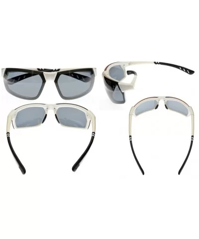 Polycarbonate Polarized TR90 Unbreakable Sport Sunglasses - White/Grey Lens - C412O0GCECS $23.38 Sport