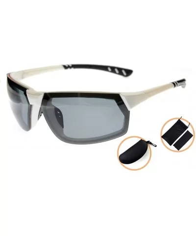 Polycarbonate Polarized TR90 Unbreakable Sport Sunglasses - White/Grey Lens - C412O0GCECS $23.38 Sport