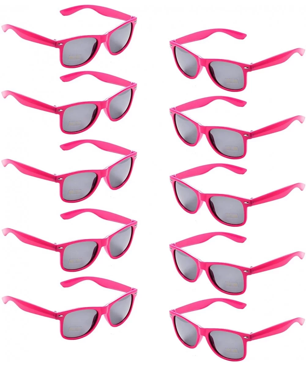 10 Packs UV Protection Neon Colors 80's Retro Style Party Favors Sunglasses - Hot Pink - CY18DZST2C2 $23.75 Square