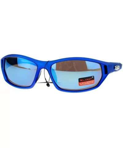 Mens Xloop Sunglasses Oval Rectangular Sporty Wrap Around UV 400 - Blue - CB125KA0AYF $12.43 Wrap