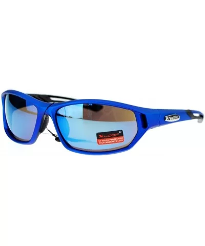 Mens Xloop Sunglasses Oval Rectangular Sporty Wrap Around UV 400 - Blue - CB125KA0AYF $12.43 Wrap