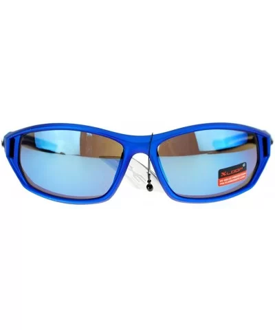 Mens Xloop Sunglasses Oval Rectangular Sporty Wrap Around UV 400 - Blue - CB125KA0AYF $12.43 Wrap