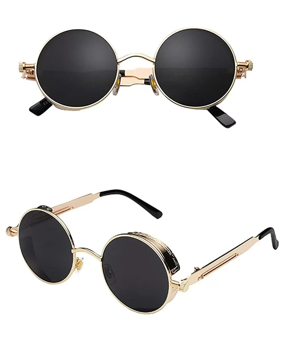 Unisex-adult Classic Hippie Round Circle Lens Sunglasses John Lennon Round Steampunk Metal Frame Eyewear - C3199GC96YH $14.67...