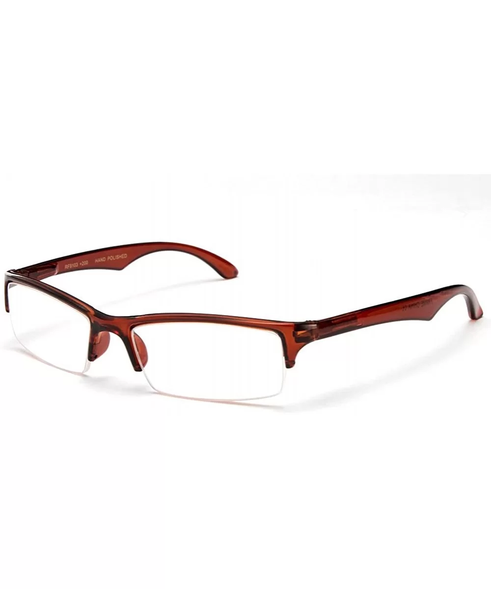 Unisex Slim Fit Half Frame Clear Lens Glasses - Brown - CU11YN6MYI5 $11.99 Square