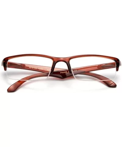 Unisex Slim Fit Half Frame Clear Lens Glasses - Brown - CU11YN6MYI5 $11.99 Square