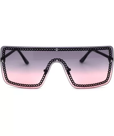 Retro Jewel Chain Frame Oversize Shield Mob Sunglasses - Black Burgundy - C2193EWXC3K $18.06 Oversized