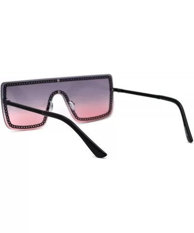 Retro Jewel Chain Frame Oversize Shield Mob Sunglasses - Black Burgundy - C2193EWXC3K $18.06 Oversized