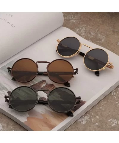 Vintage Men Sunglasses Women Round Metal Frame Colorful Lens Sun Glasses - Gold Pink - CW194OUZEH9 $28.72 Square