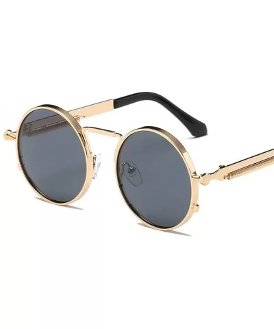 Vintage Men Sunglasses Women Round Metal Frame Colorful Lens Sun Glasses - Gold Pink - CW194OUZEH9 $28.72 Square