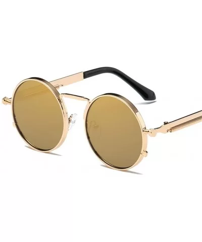 Vintage Men Sunglasses Women Round Metal Frame Colorful Lens Sun Glasses - Gold Pink - CW194OUZEH9 $28.72 Square