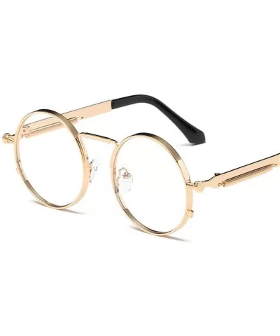 Vintage Men Sunglasses Women Round Metal Frame Colorful Lens Sun Glasses - Gold Pink - CW194OUZEH9 $28.72 Square