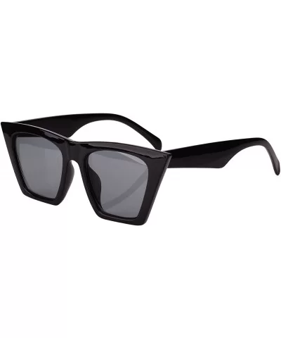 Mens Womens Square Mod Fashion Sunglasses Tinted Lens - Black Frame / Grey Lens - CP186G5O7DM $14.02 Oversized