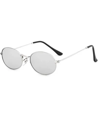 Classic Oval Mirrored Polarized light Sunglasses with Flat Lens Metal Frame with Spring Hinges for Men Women - CI18TMWCMQ8 $1...