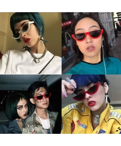 Clout Goggles Cat-eye Sunglasses Vintage Half Frame Retro Mod Style Eyewear for Women - Grey/Black - CJ188A6KLY7 $13.89 Cat Eye