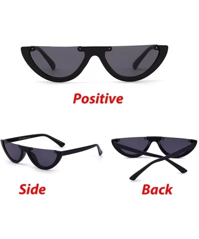 Clout Goggles Cat-eye Sunglasses Vintage Half Frame Retro Mod Style Eyewear for Women - Grey/Black - CJ188A6KLY7 $13.89 Cat Eye