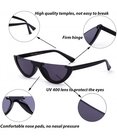 Clout Goggles Cat-eye Sunglasses Vintage Half Frame Retro Mod Style Eyewear for Women - Grey/Black - CJ188A6KLY7 $13.89 Cat Eye