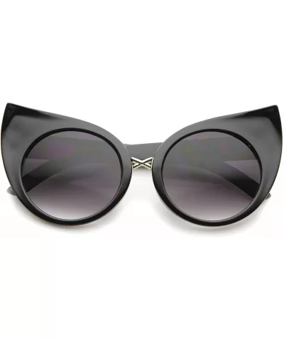 Women's Fashion Exaggerated Curved Round Cat Eye Sunglasses 51mm - Black / Lavender - CH12IGJA1RJ $13.02 Cat Eye