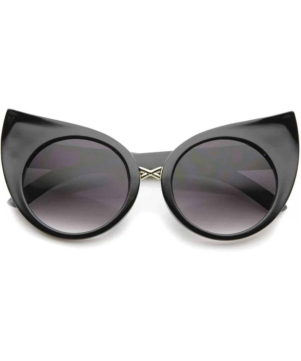 Women's Fashion Exaggerated Curved Round Cat Eye Sunglasses 51mm - Black / Lavender - CH12IGJA1RJ $13.02 Cat Eye