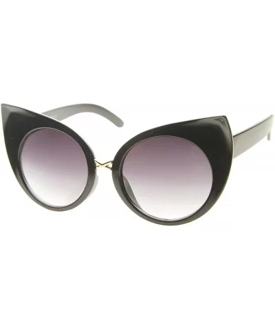 Women's Fashion Exaggerated Curved Round Cat Eye Sunglasses 51mm - Black / Lavender - CH12IGJA1RJ $13.02 Cat Eye