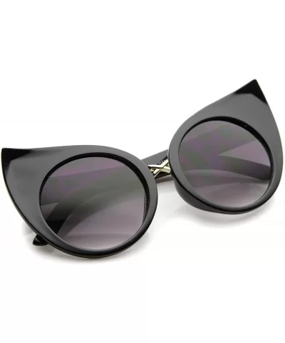 Women's Fashion Exaggerated Curved Round Cat Eye Sunglasses 51mm - Black / Lavender - CH12IGJA1RJ $13.02 Cat Eye