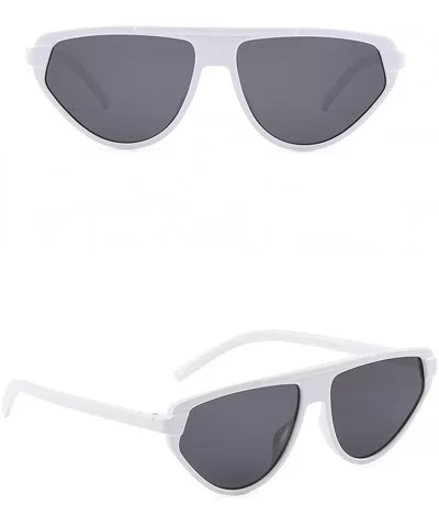 Women Flat Top Fashion Shades Retro UV400 Bold Sunglasses for Driving Fishing - White - CZ18UD832HR $12.03 Rimless